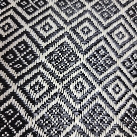 🖤 Neiman Marcus Black & Cream Woven Tote Bag | Boho Chic Oversized Shoulder Bag - Picture 6 of 11